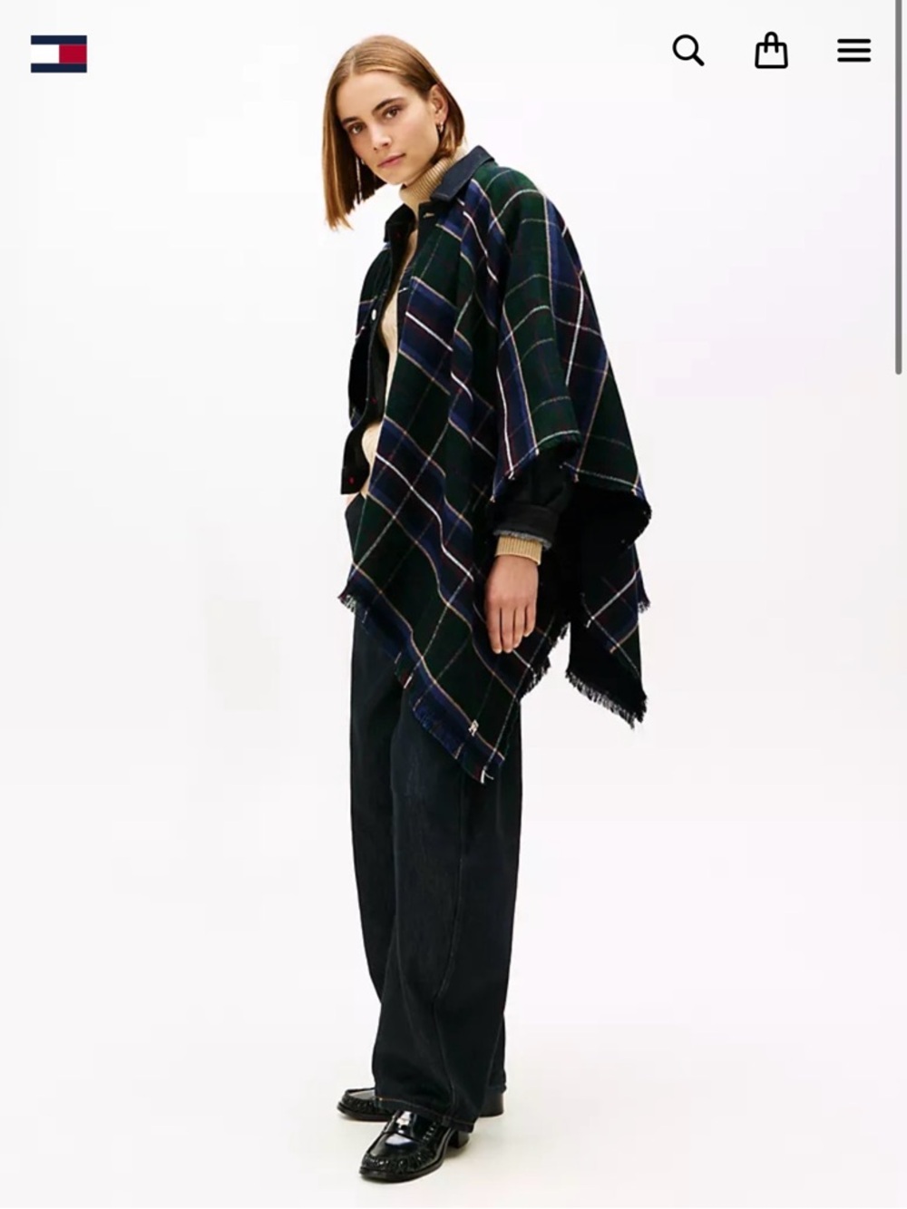 Tommy Hilfigee Plaid Poncho Shawl